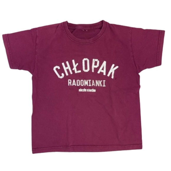 POLAND Kids t shirt maroon POLISH Maroon Color Short Sleeved Crewneck - Picture 1 of 1